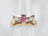 Glamourous Rose Gold Synthetic Ruby and Diamond Bow Ring