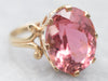 Stunning Yellow Gold Pink Tourmaline Solitaire Cocktail Ring