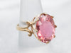 Stunning Yellow Gold Pink Tourmaline Solitaire Cocktail Ring