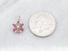 Dazzling Yellow Gold Ruby and Diamond Flower Pendant