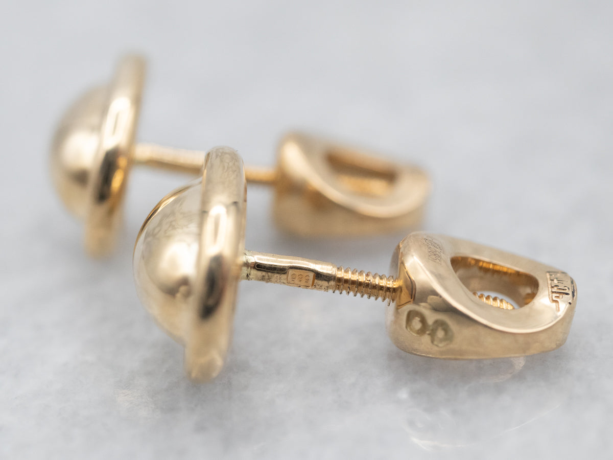Polished Gold Stud Earrings with Screw Post Backs