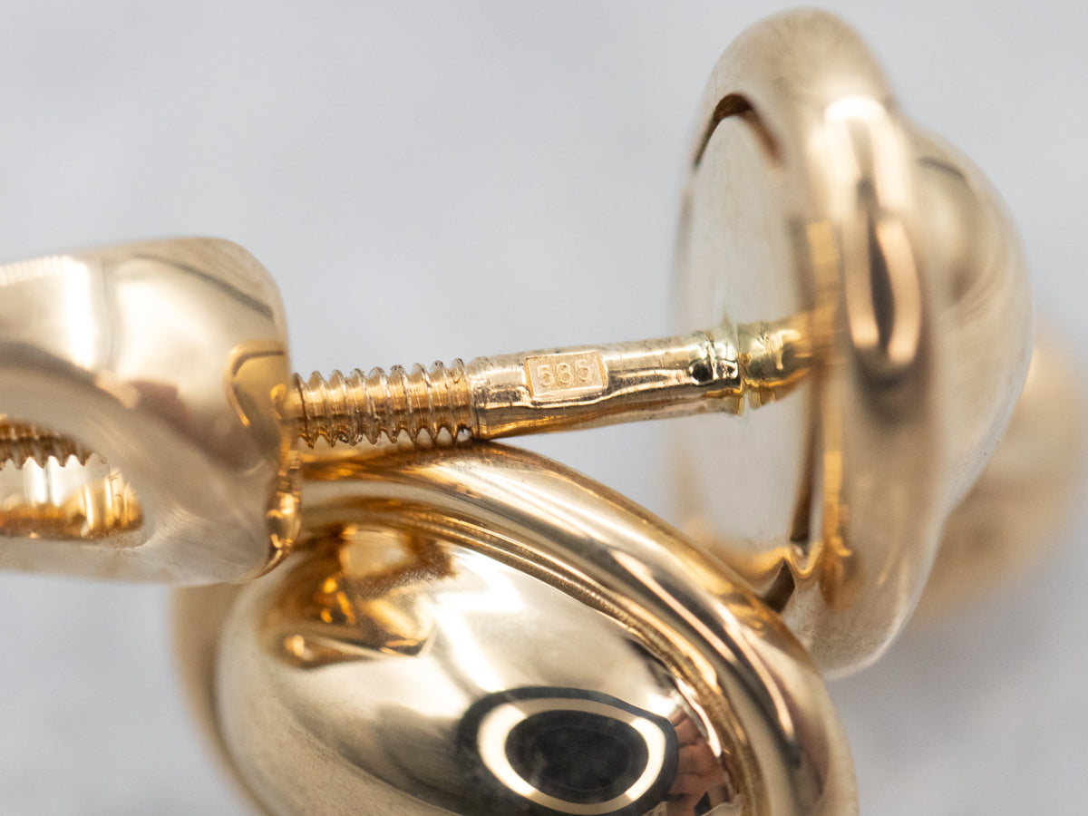 Polished Gold Stud Earrings with Screw Post Backs