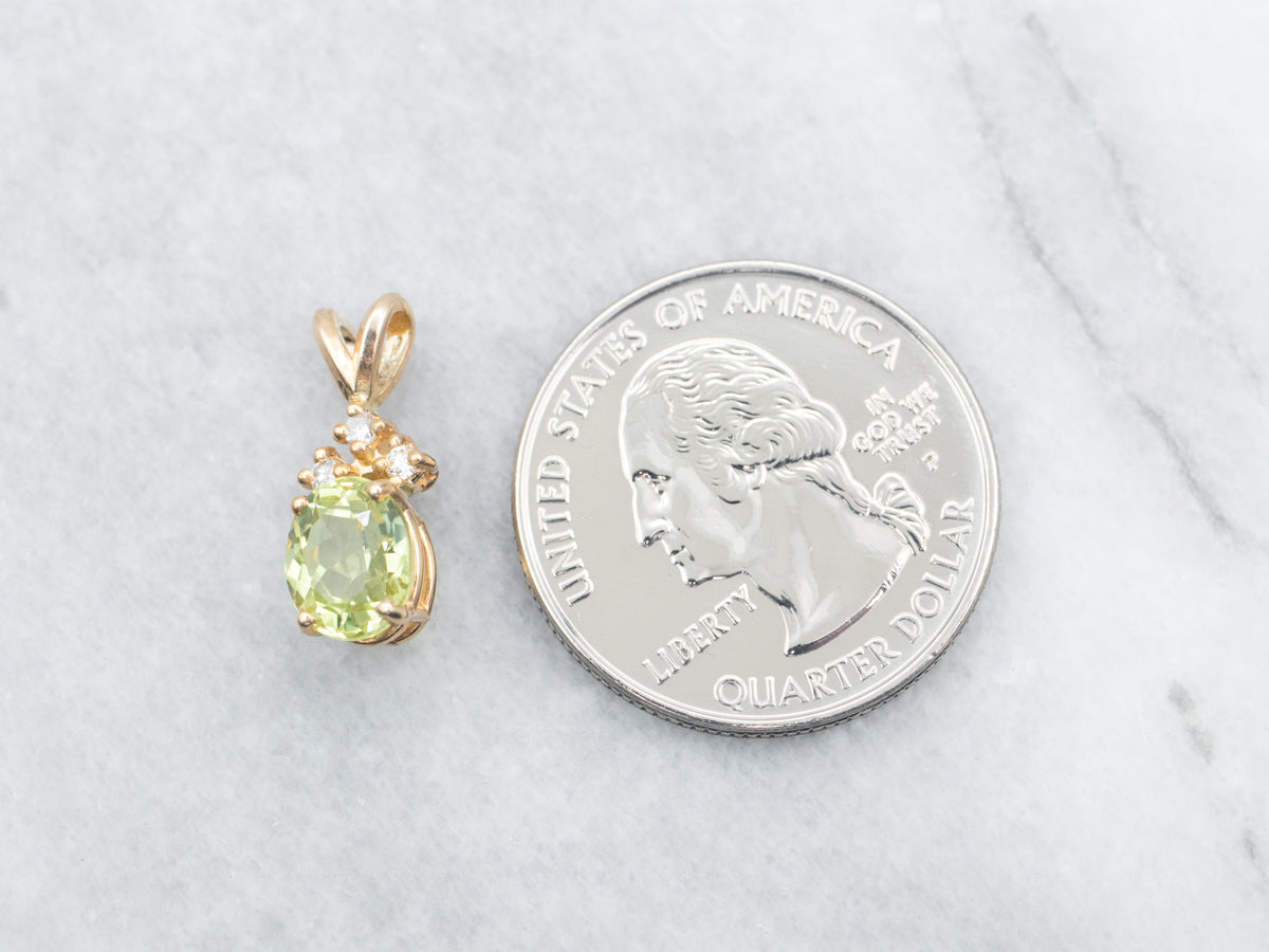 Chrysoberyl and Diamond Gemstone Pendant