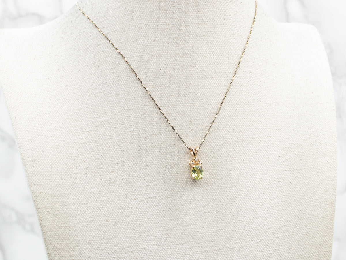 Chrysoberyl and Diamond Gemstone Pendant