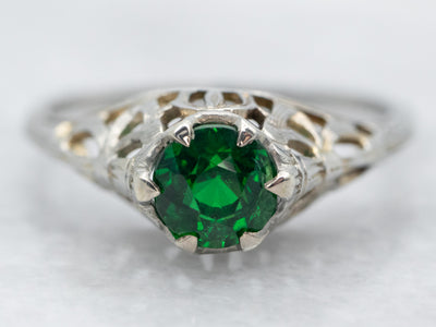 Art Deco Tsavorite Garnet Solitaire Ring