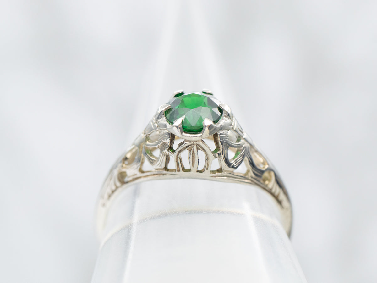 Art Deco Tsavorite Garnet Solitaire Ring