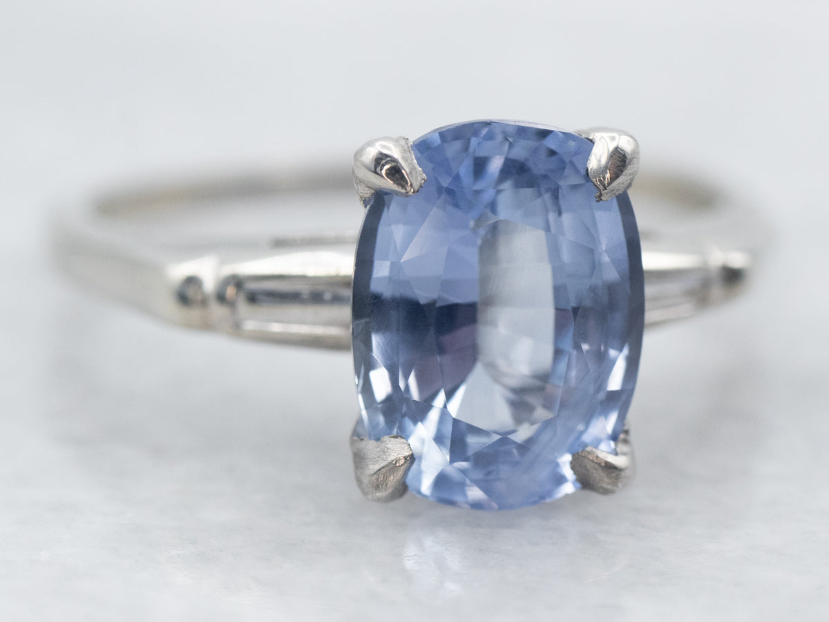 Retro Sapphire Solitaire Engagement Ring