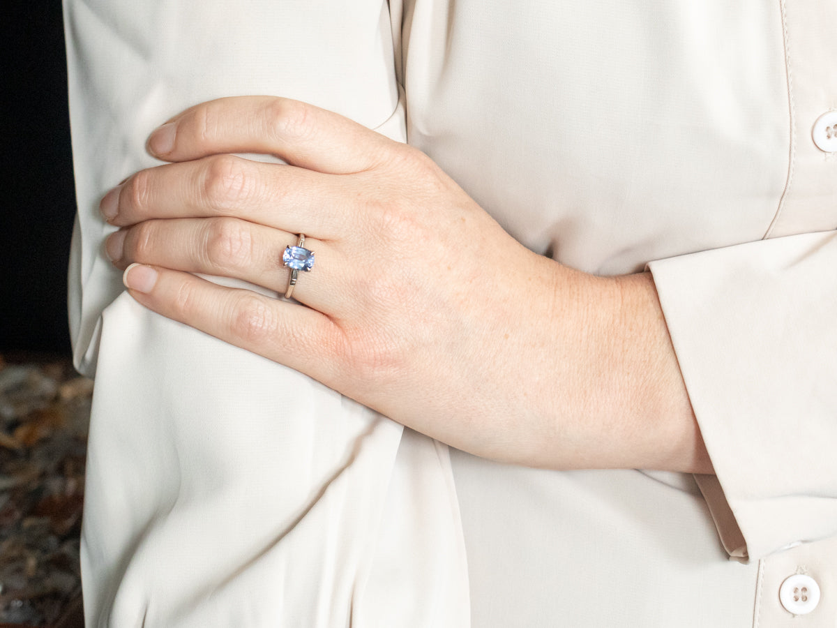 Retro Sapphire Solitaire Engagement Ring