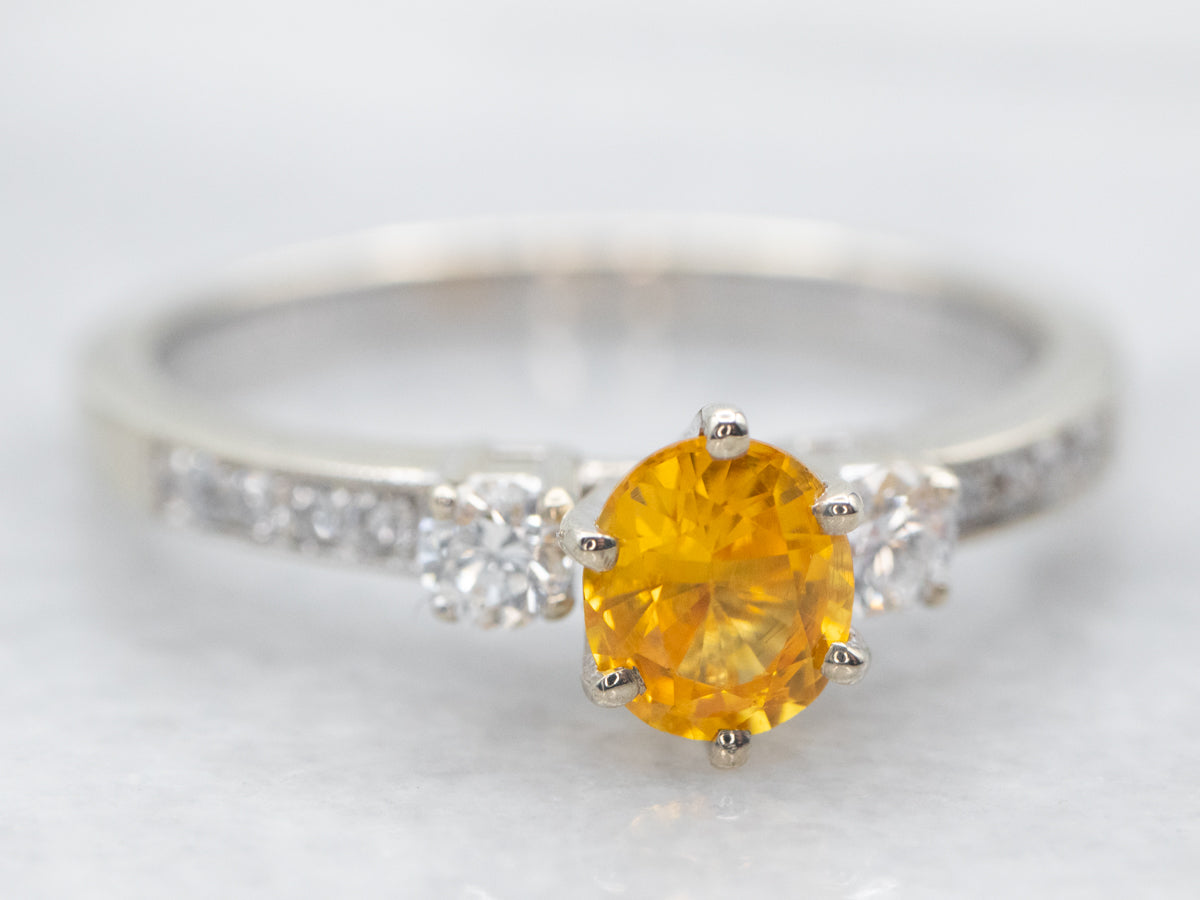 Modern Yellow Sapphire and Diamond Engagement Ring
