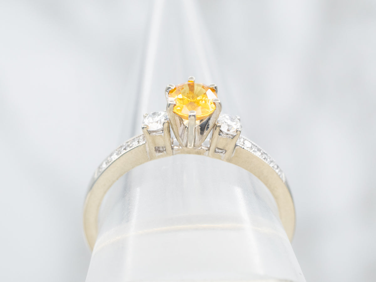 Modern Yellow Sapphire and Diamond Engagement Ring