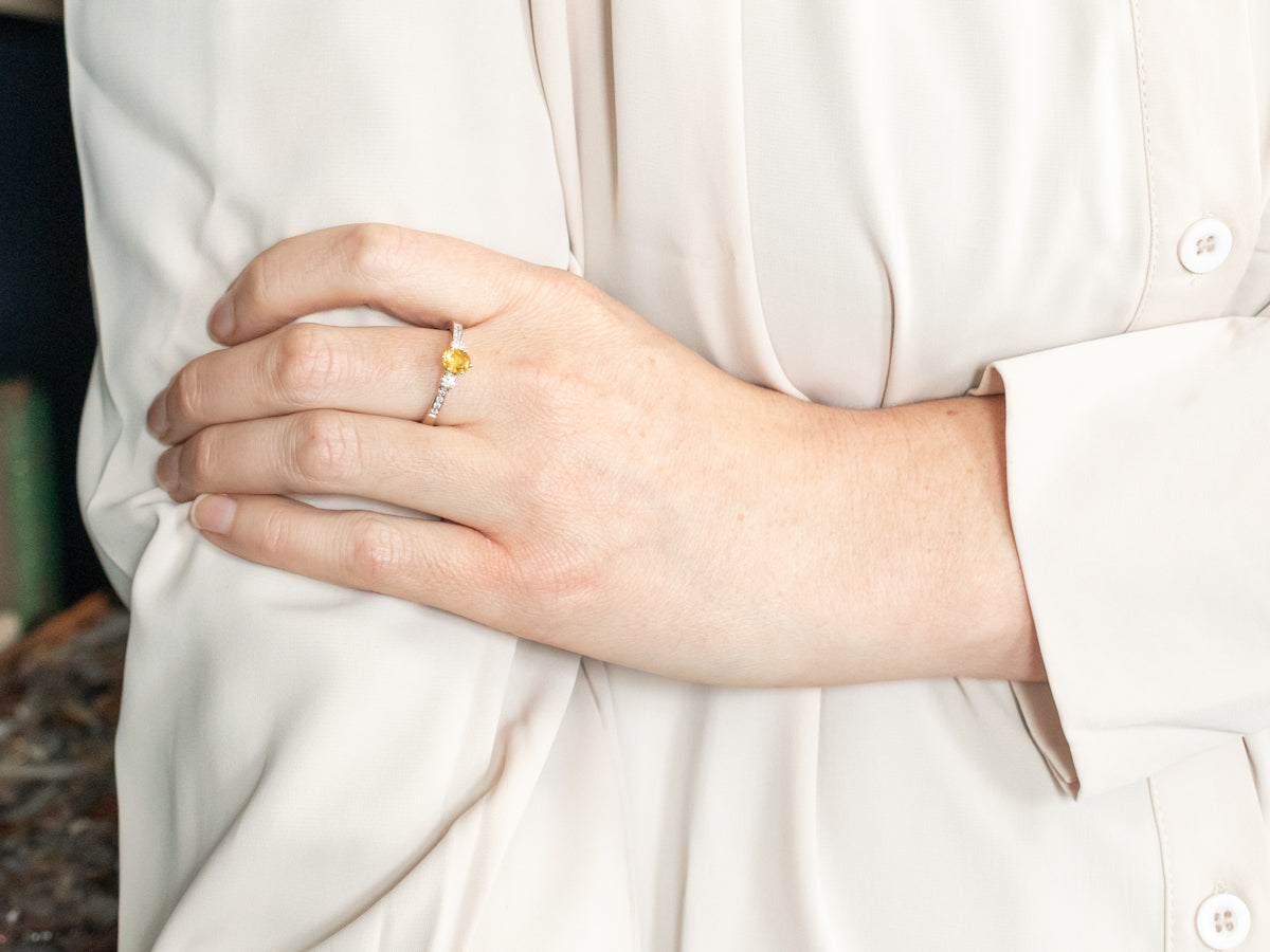 Modern Yellow Sapphire and Diamond Engagement Ring
