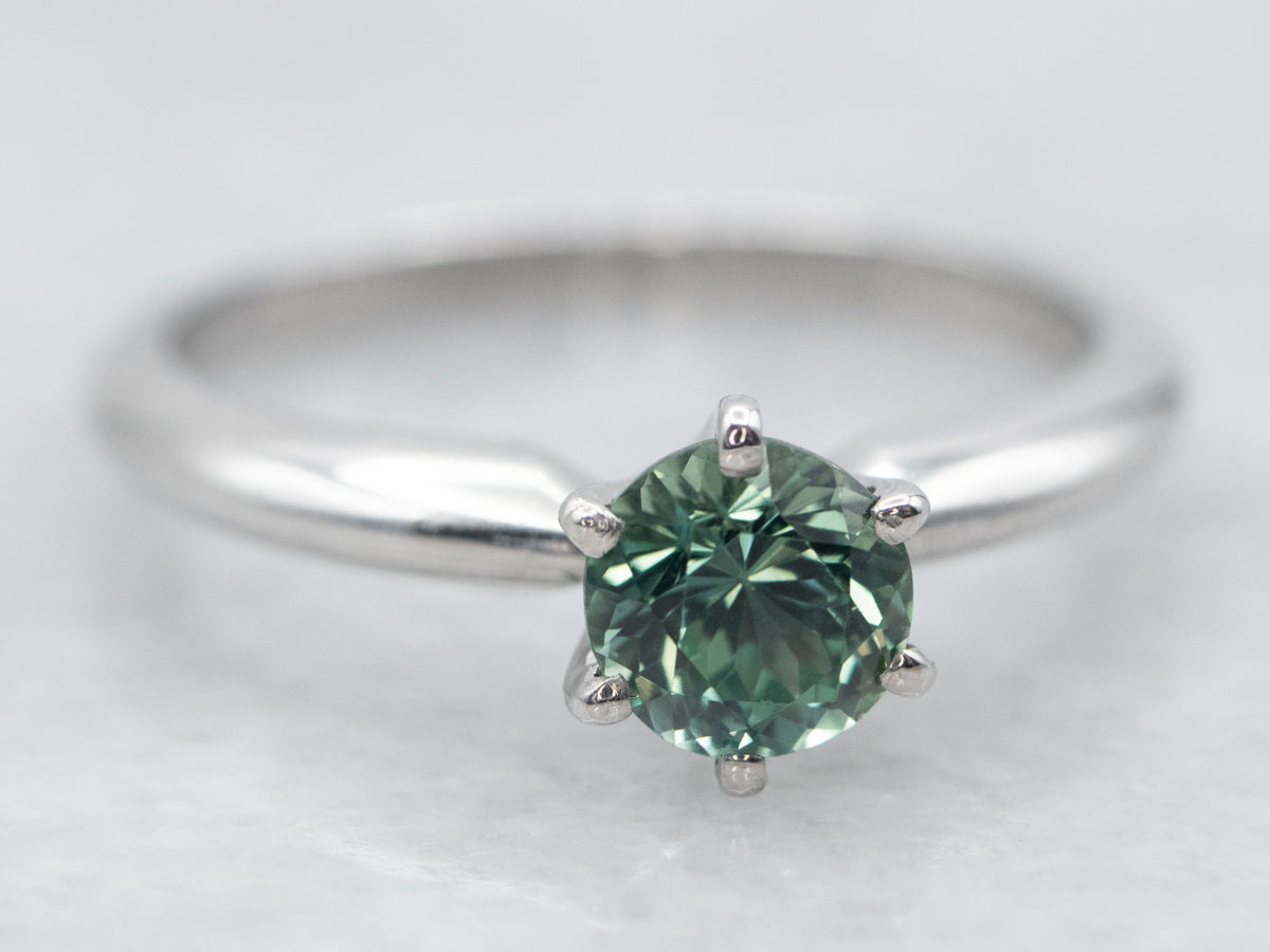 Stunning Green Sapphire Solitaire Engagement Ring