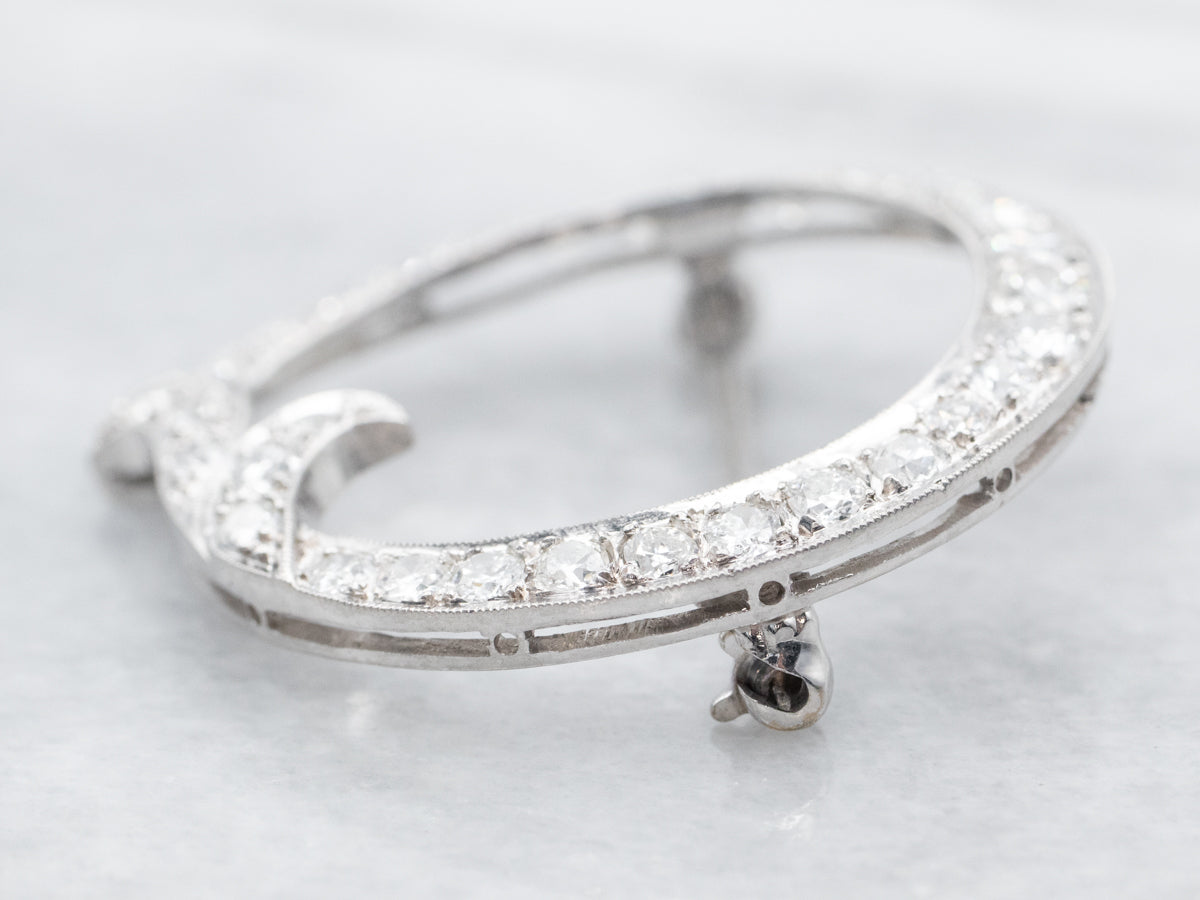 Retro Era Diamond Encrusted Circle Pin