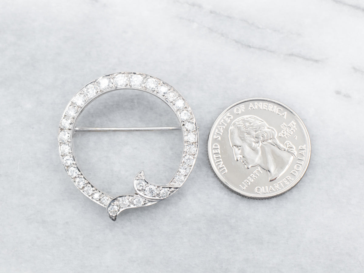 Retro Era Diamond Encrusted Circle Pin