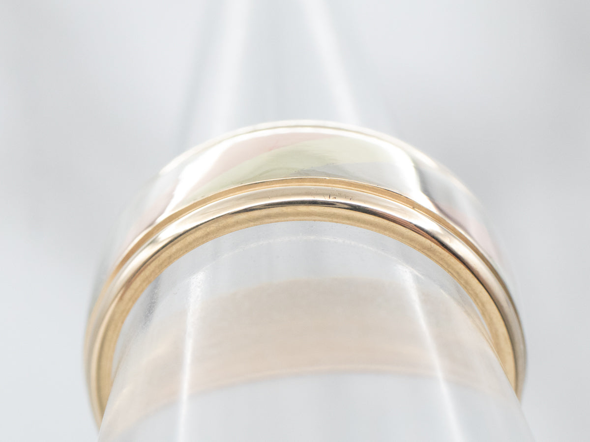 Art Carved Tri-Color Gold Unisex Wedding Band