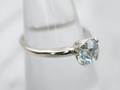 Magnificent White Gold Blue Zircon Solitaire Ring