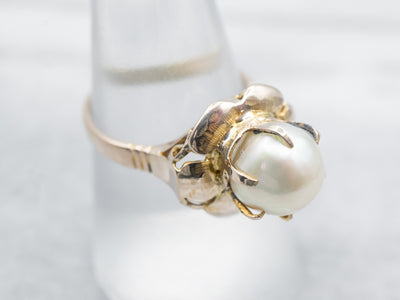 Beautiful Two Tone Pearl Flower Ring