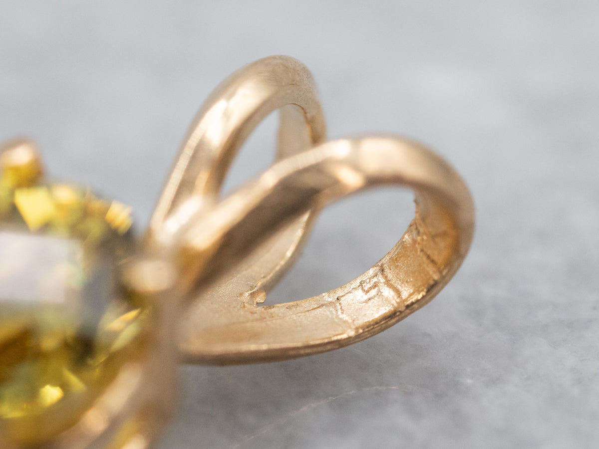 Handmade Yellow Gold Mali Garnet Solitaire Pendant