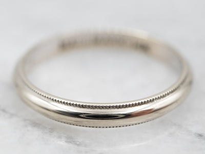 Sophisticated White Gold Wedding Band with Milgrain Edge
