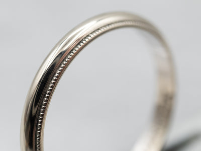 Sophisticated White Gold Wedding Band with Milgrain Edge