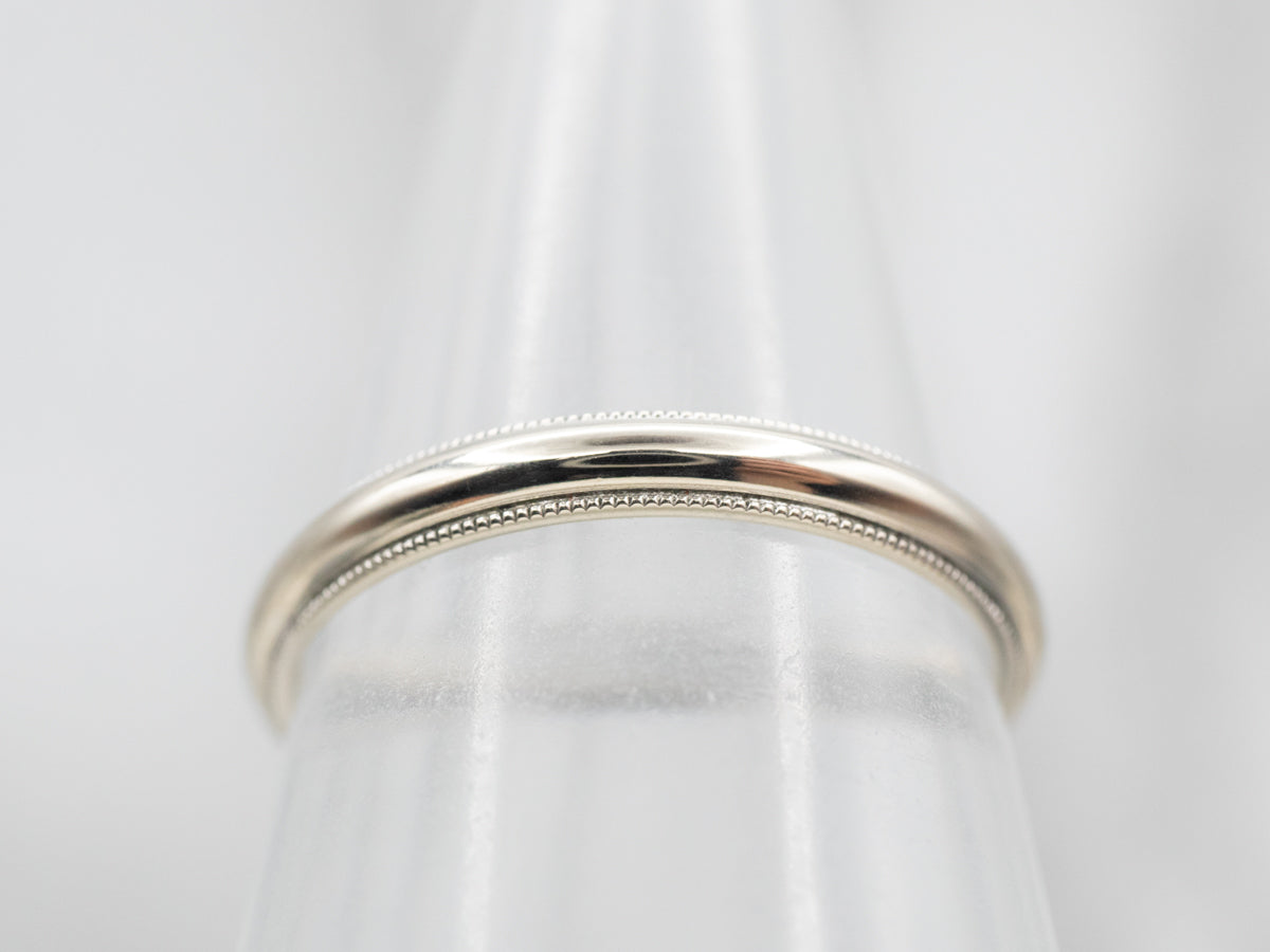 Sophisticated White Gold Wedding Band with Milgrain Edge