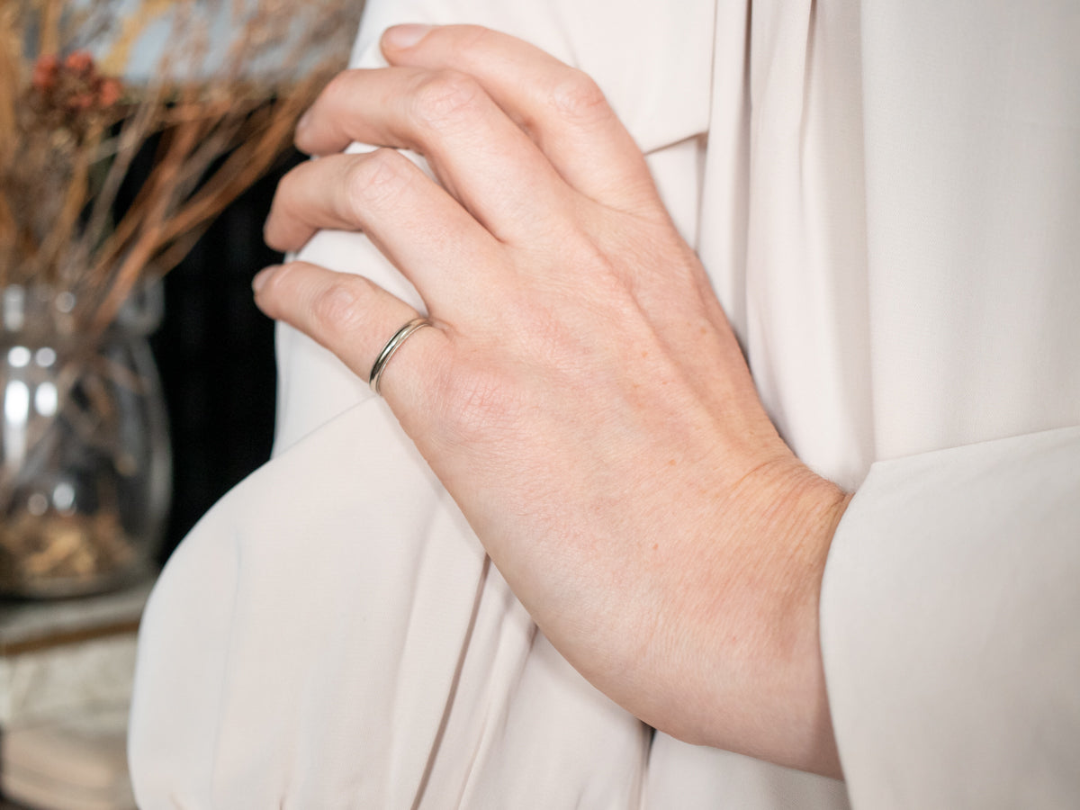 Sophisticated White Gold Wedding Band with Milgrain Edge