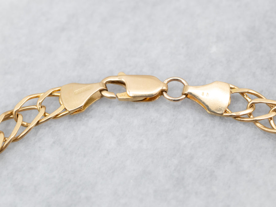 Elegant Yellow Gold Link Bracelet with Lobster Clasp