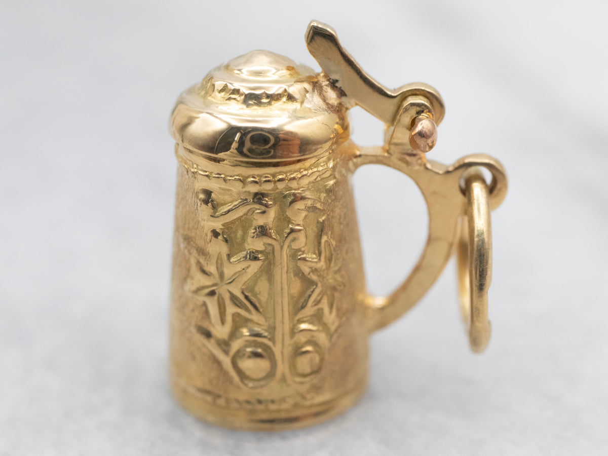 Vintage Gold Beer Stein Charm