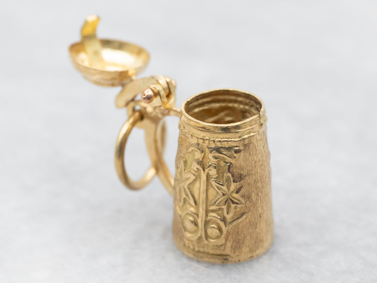 Vintage Gold Beer Stein Charm