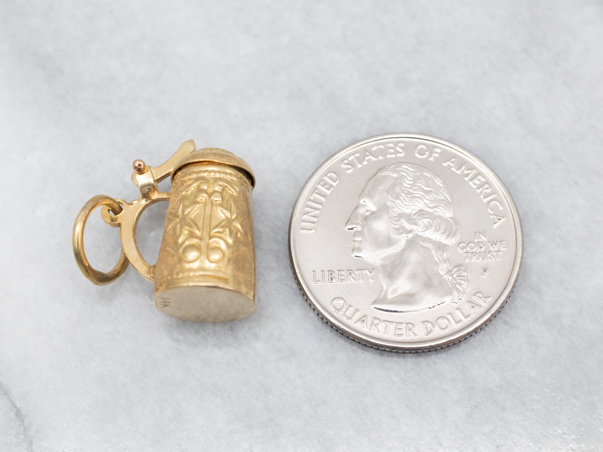 Vintage Gold Beer Stein Charm