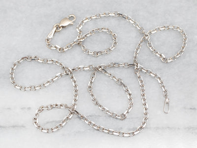 White Gold Cable Chain with Lobster Clasp