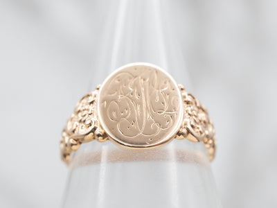 Victorian Rose Gold "RJL" Monogrammed Signet Ring