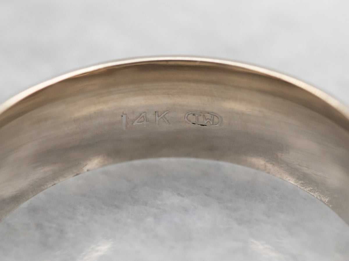 White Gold Lined Edge Wedding Band