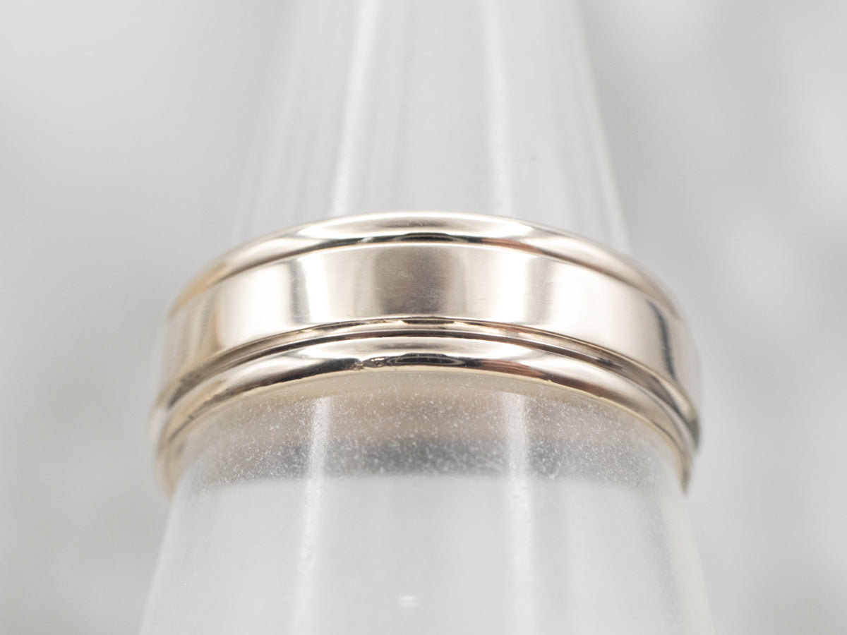 White Gold Lined Edge Wedding Band