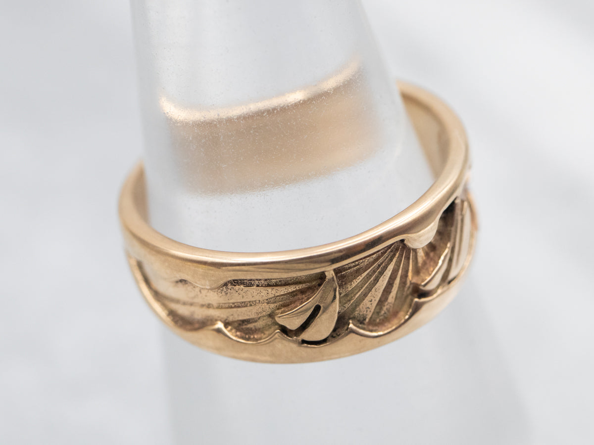 Nautical Boat on the Ocean Sunset Pattern Band