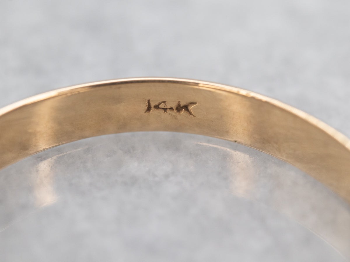 Men's Vintage Gold Patterned Band with Milgrain Edge