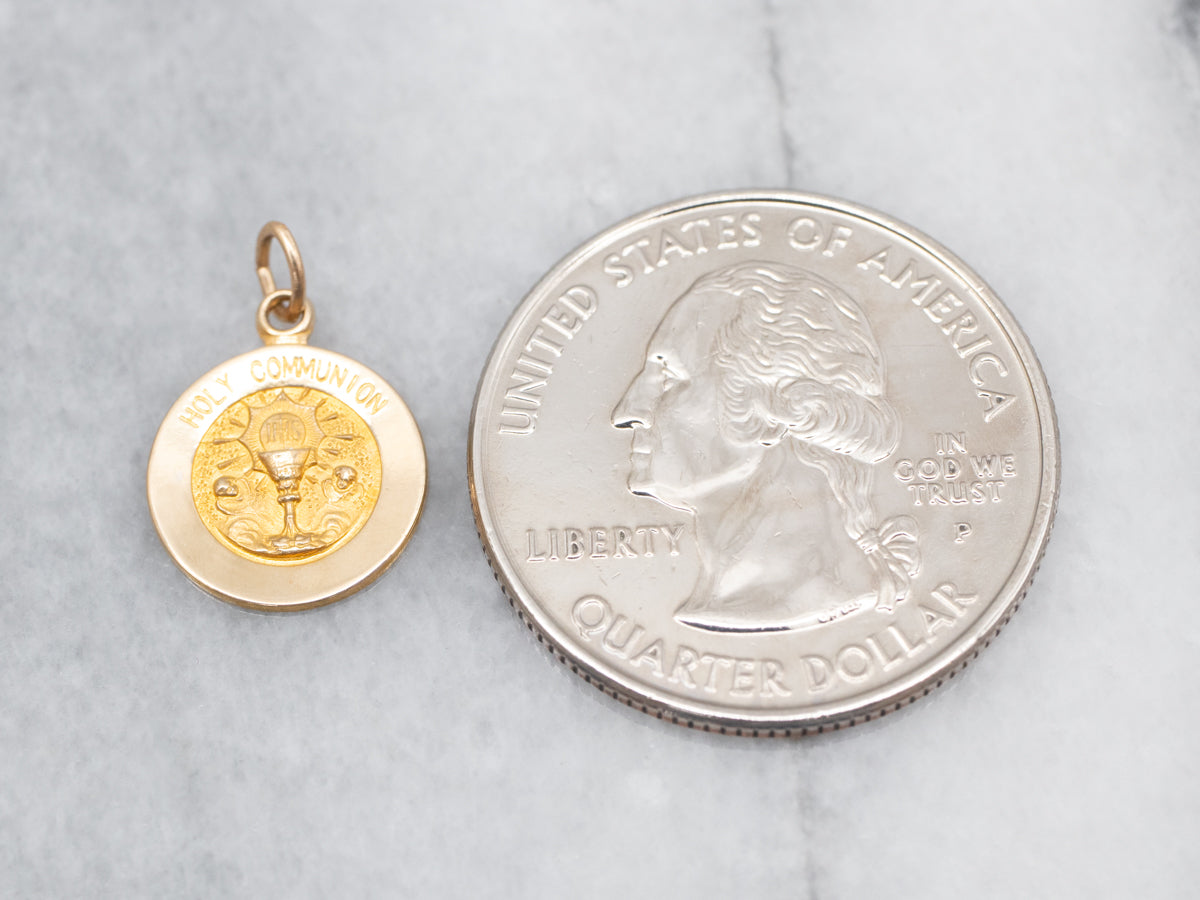 Yellow Gold Holy Communion Disc Pendant