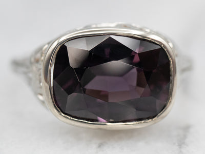White Gold East West Spinel Solitaire Ring