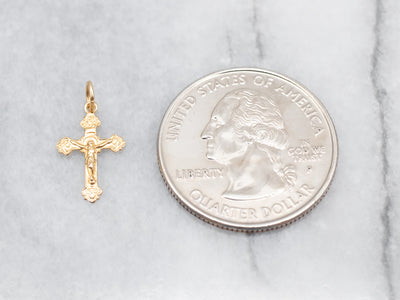 Yellow Gold Mini Crucifix Pendant