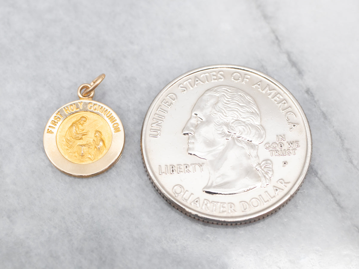 Yellow Gold First Holy Communion Disc Pendant