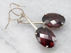 White Gold Garnet Drop Earrings with Diamond Accents