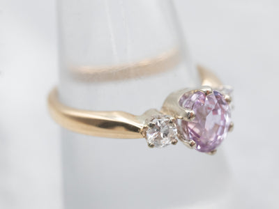 Pretty Pink Sapphire and Diamond Engagement Ring