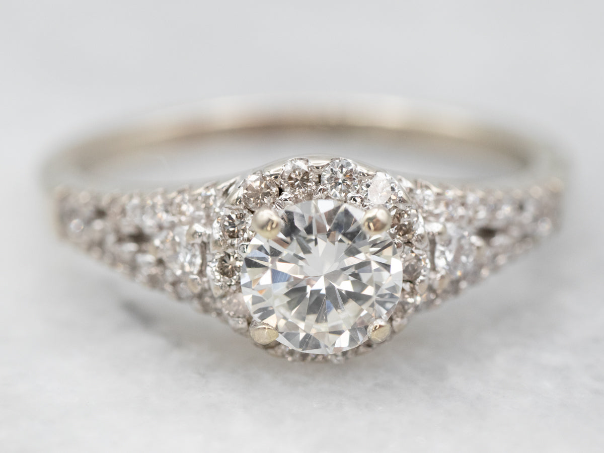 Modern Diamond Halo Engagement Ring