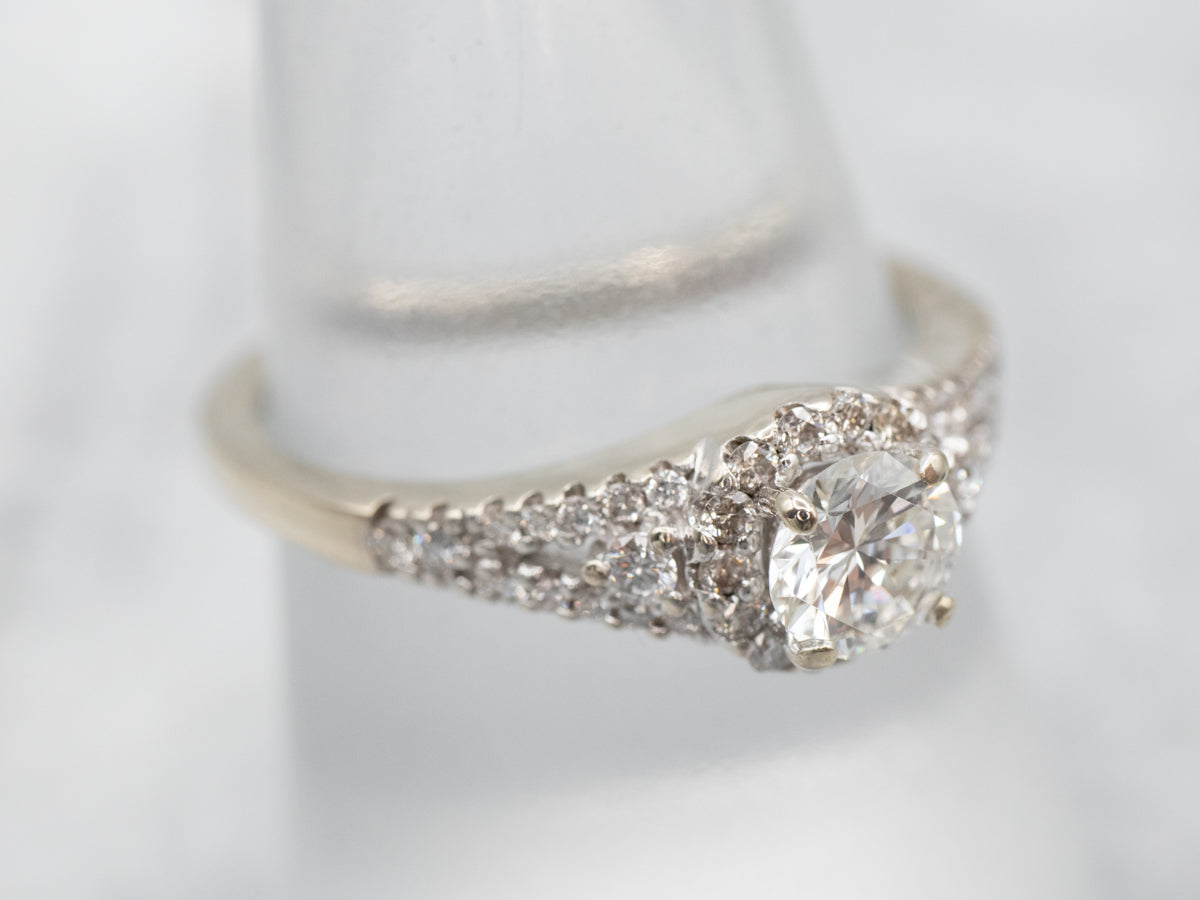 Modern Diamond Halo Engagement Ring