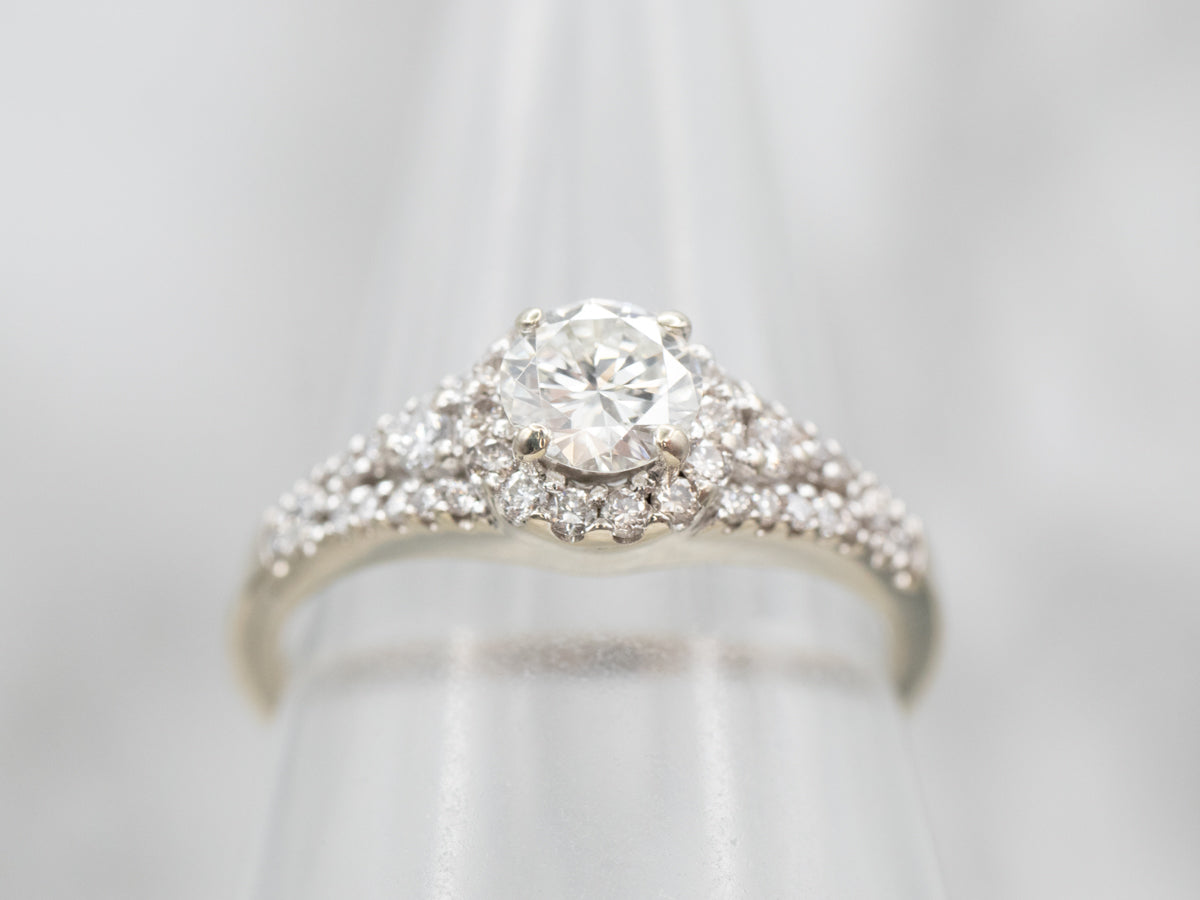 Modern Diamond Halo Engagement Ring