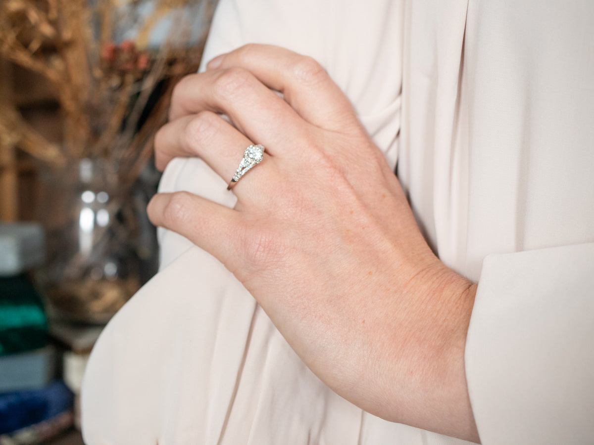 Modern Diamond Halo Engagement Ring