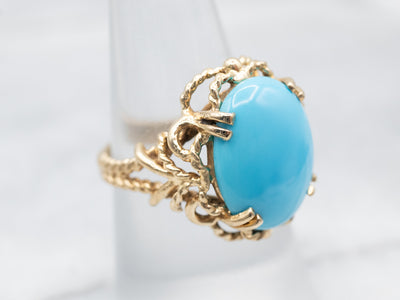 Vintage Gold Sleeping Beauty Turquoise Ring