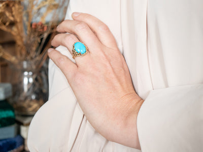 Vintage Gold Sleeping Beauty Turquoise Ring