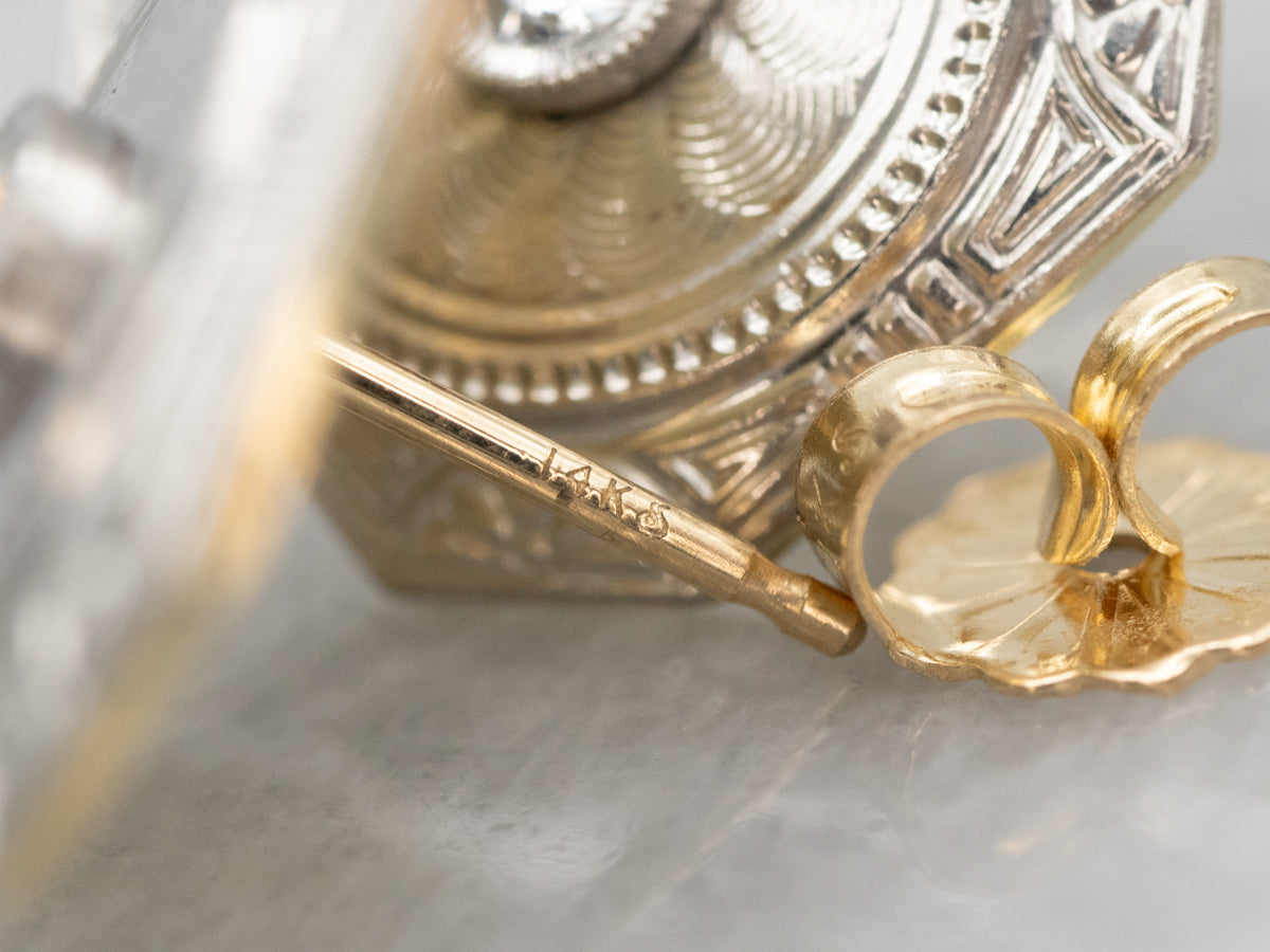 Old Mine Cut Diamond Cufflink Stud Earrings