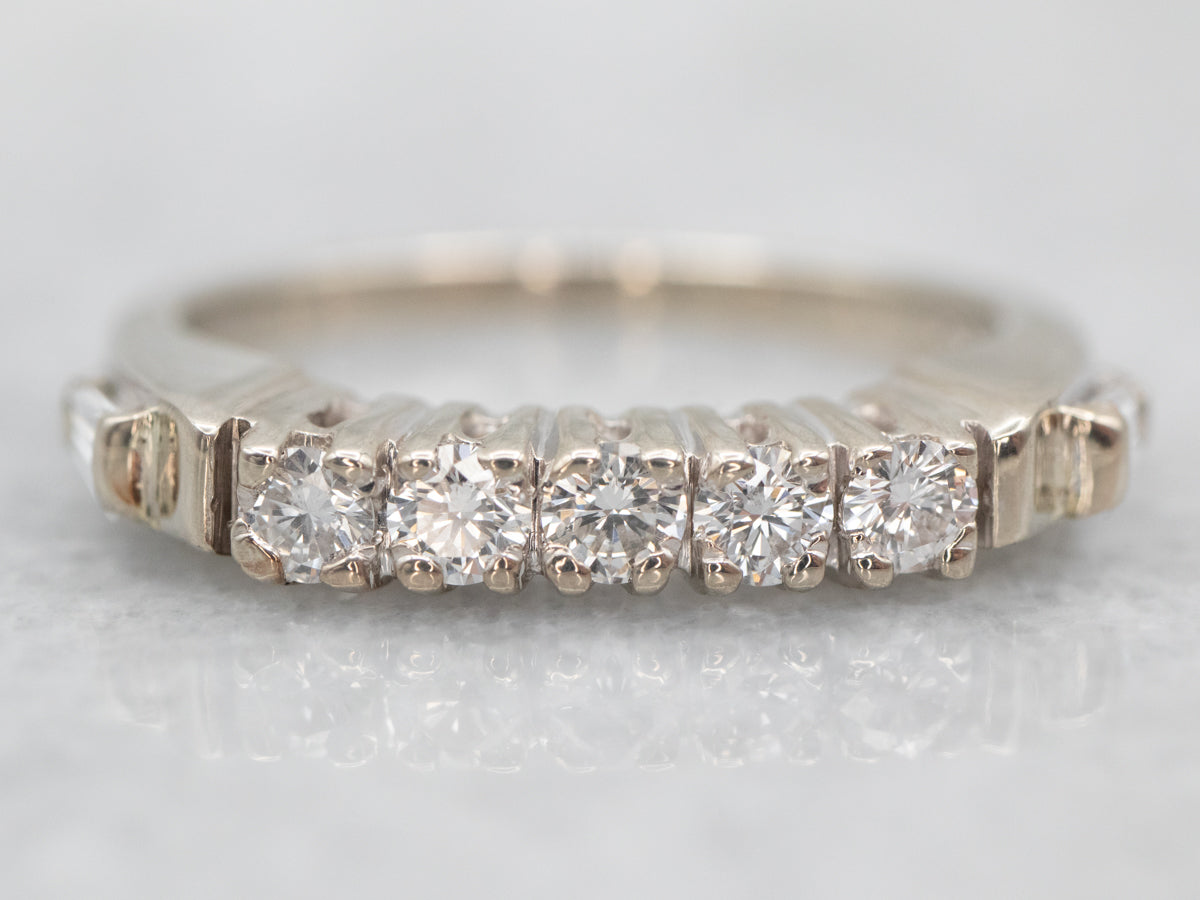 Vintage White Gold Diamond Wedding Band